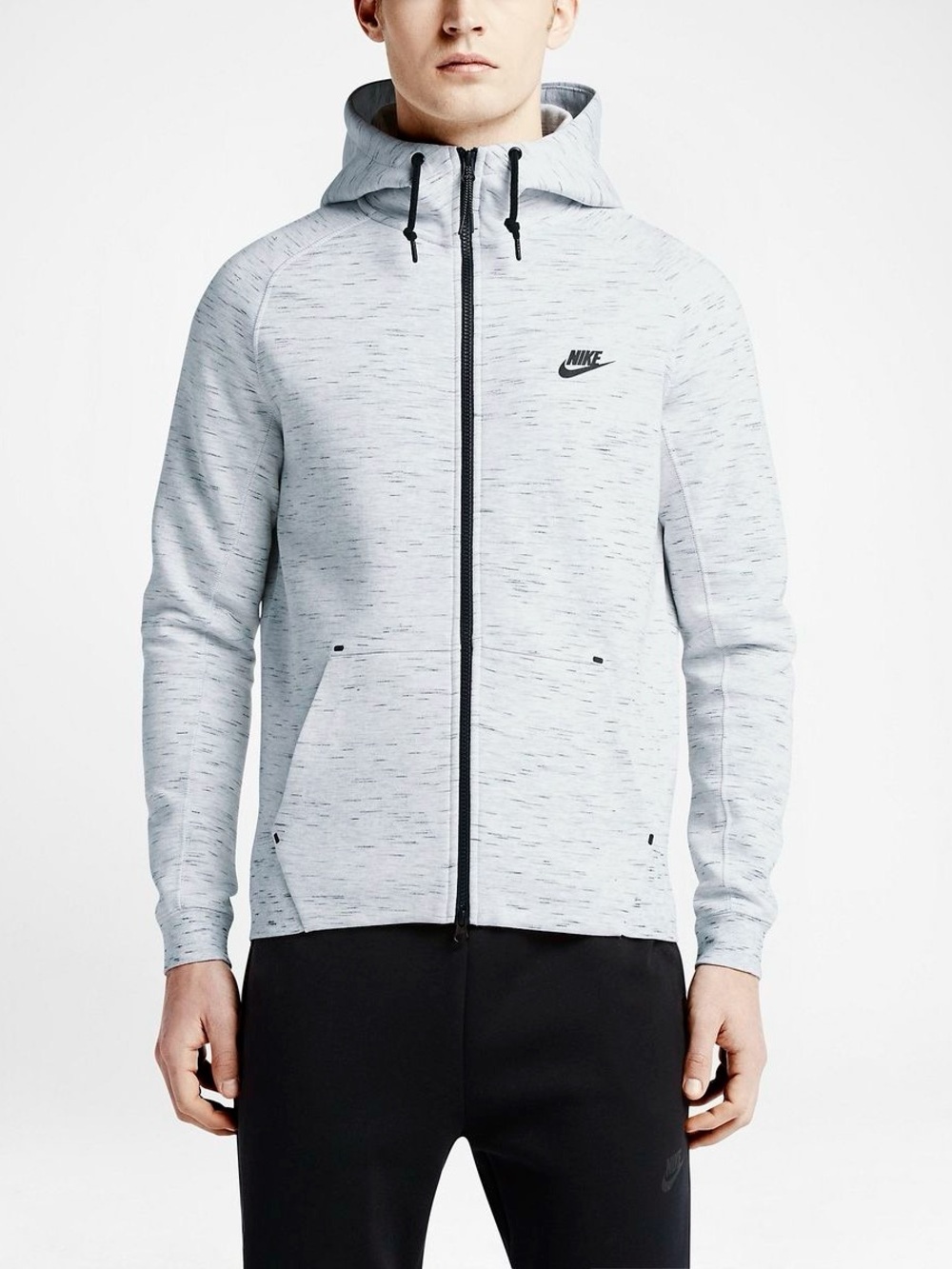 NIKE SPORTSWEAR TECH FLEECE FULL-ZIP HOODIE - LIGHT HEATHERED GRAY Men’s XL